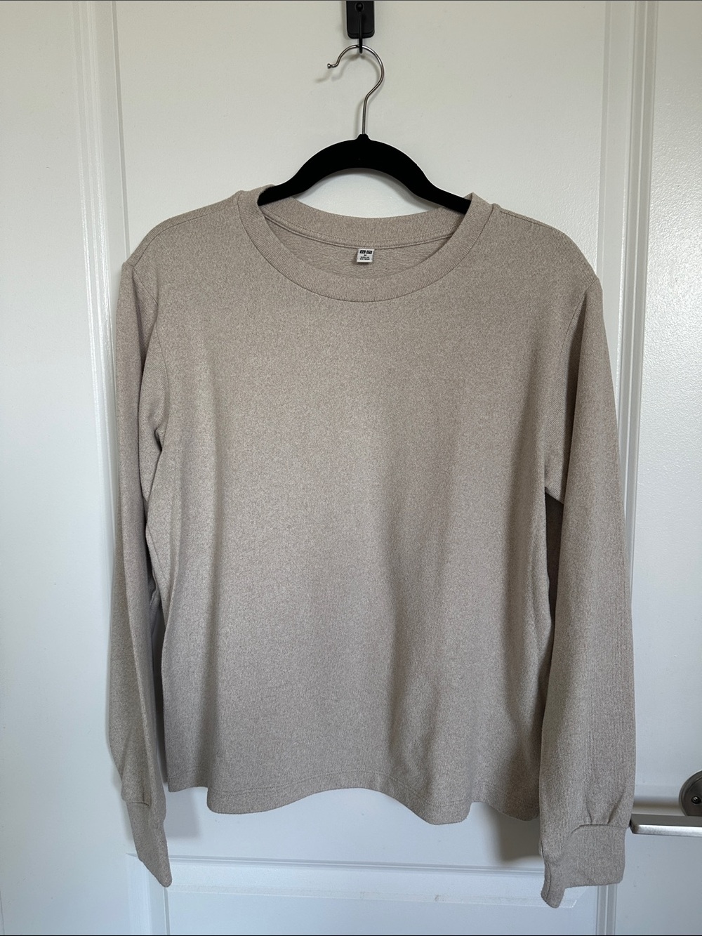 Uniqlo Long-Sleeve Crewneck Shirt — Taupe Beige